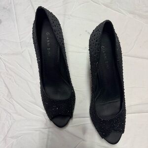 Gianni Bini Studded Black Peep-Toe Heels